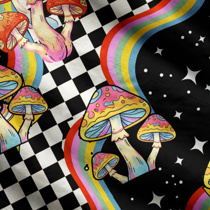 Purplehecate Trippy Rainbow Mushrooms Ugly Cardigan Sweaters