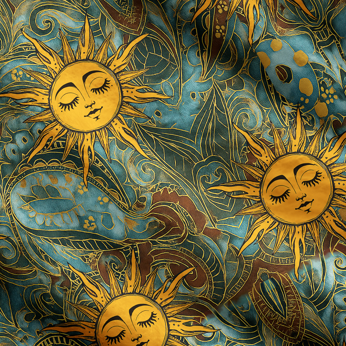 Purplehecate Golden Sun Wheel Ugly Cardigan Sweaters