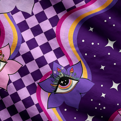 Purplehecate Trippy Eye Bloom Ugly Cardigan Sweaters