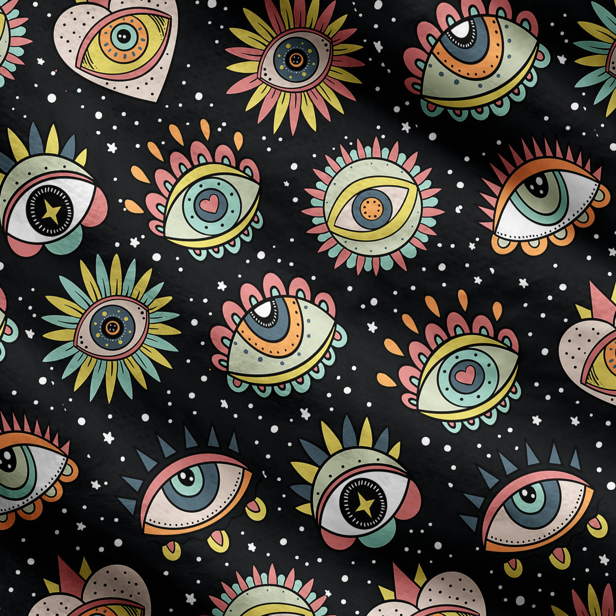 Purplehecate Mystical Evil Eye Pattern Ugly Cardigan Sweaters