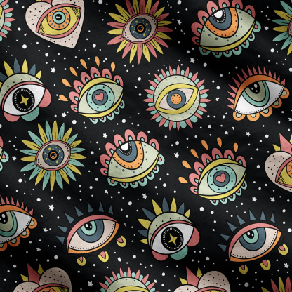 Purplehecate Mystical Evil Eye Pattern Ugly Cardigan Sweaters