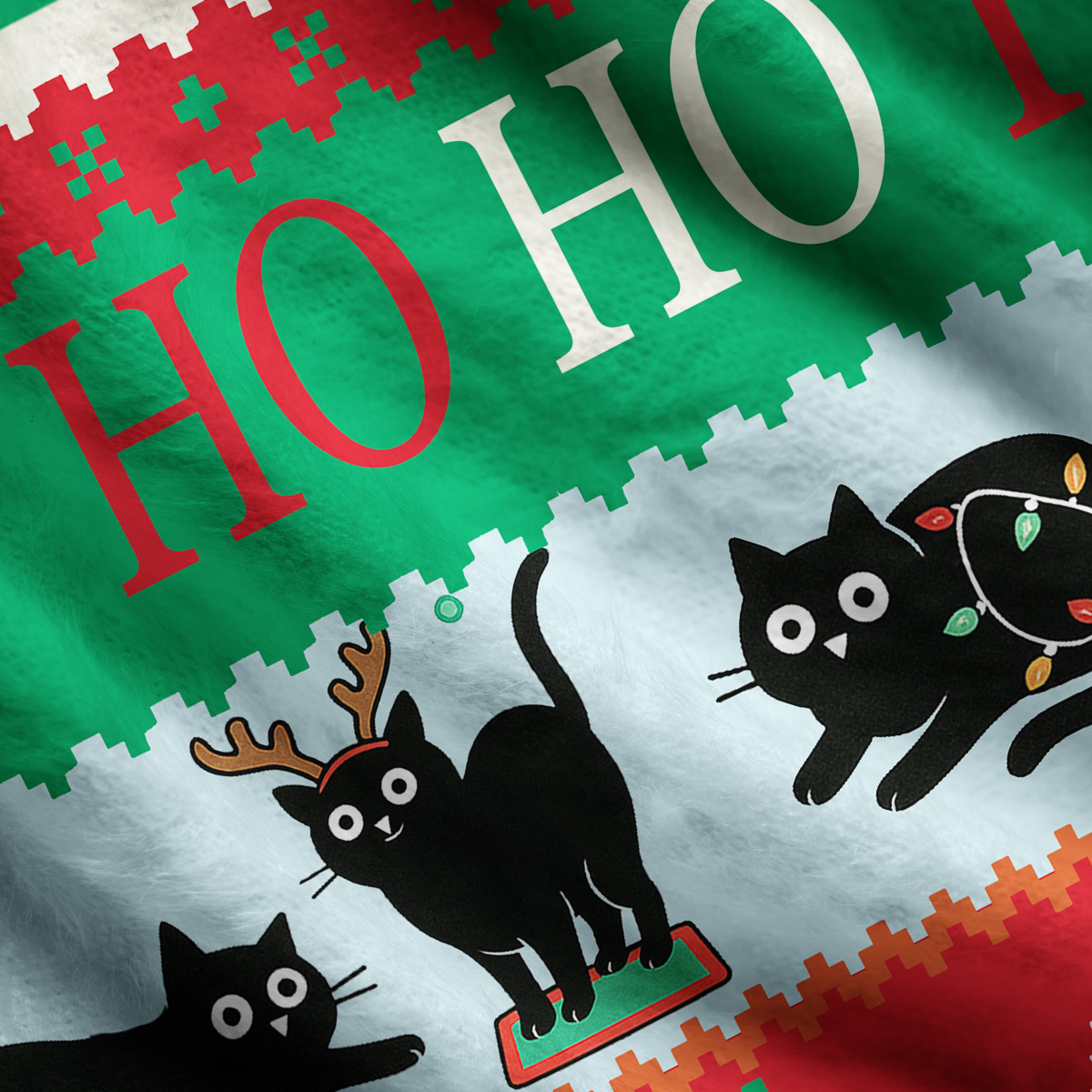 Purplehecate Ho Ho Ho Black Cat Ugly Cardigan Sweaters