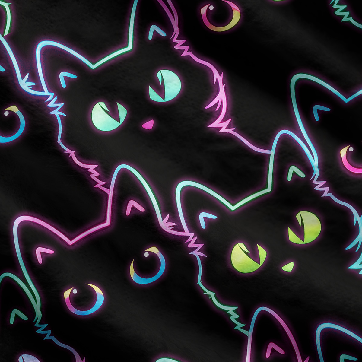 Purplehecate Neon Glow Stacked Cats Ugly Cardigan Sweaters