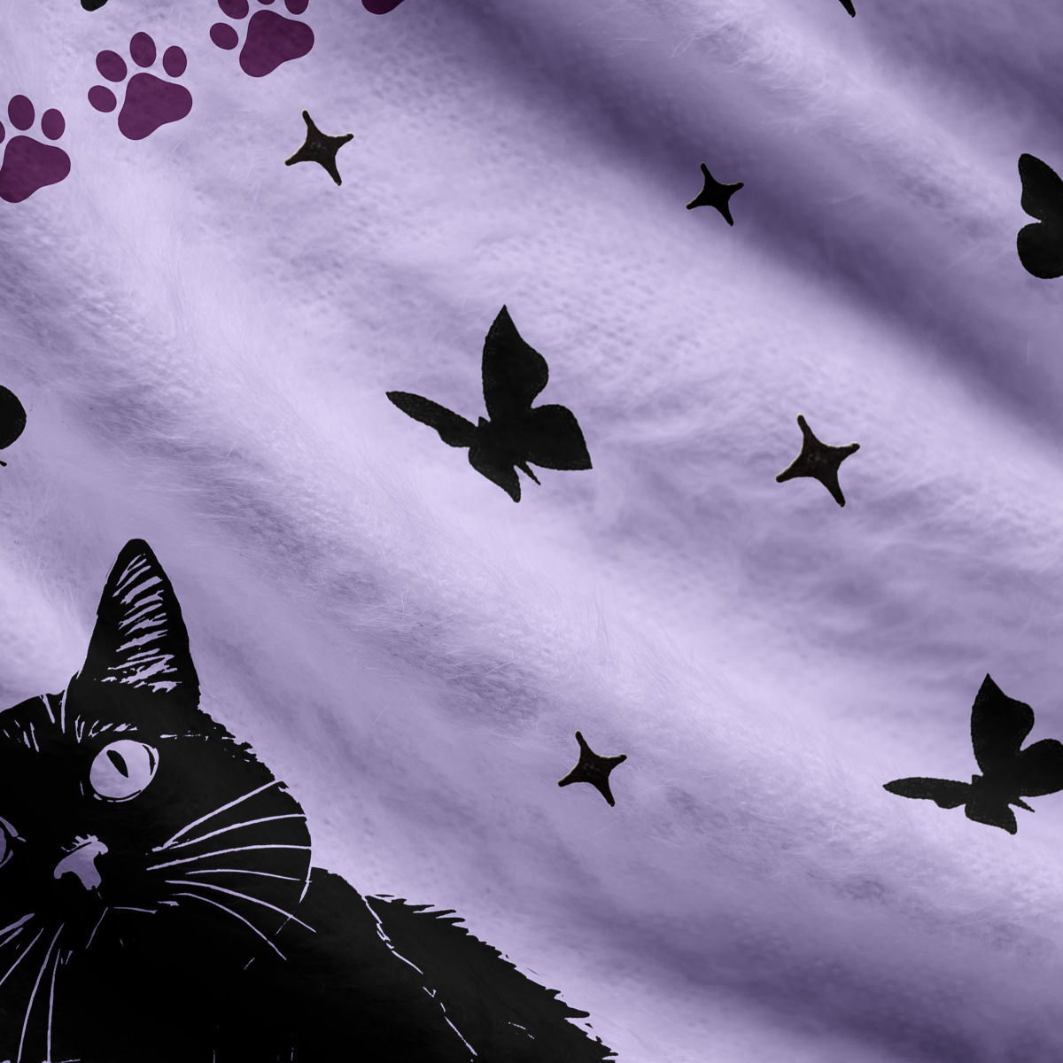 Purplehecate Midnight Pawprints Black Cat Ugly Cardigan Sweaters