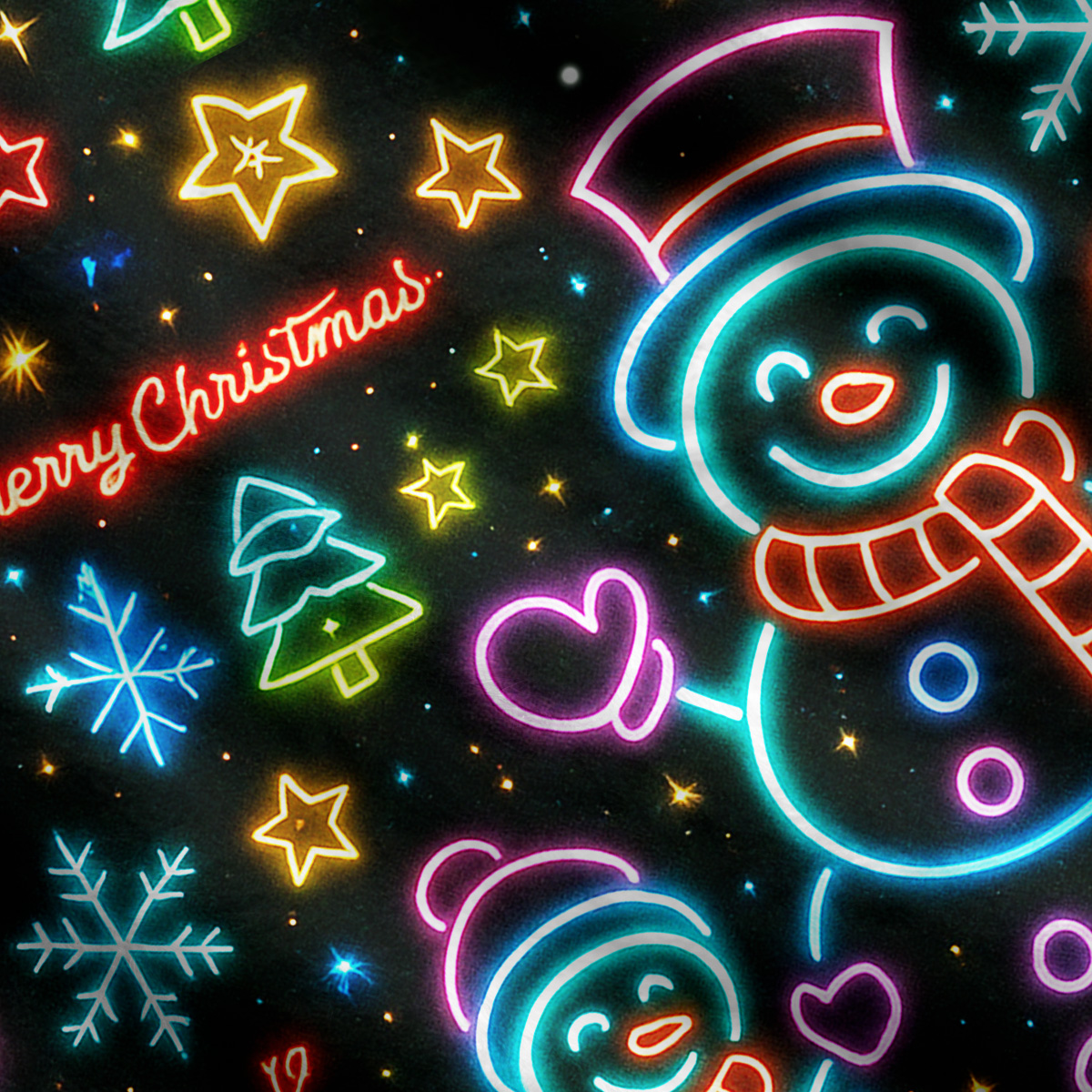 Purplehecate Neon Snowman Christmas Ugly Cardigan Sweaters