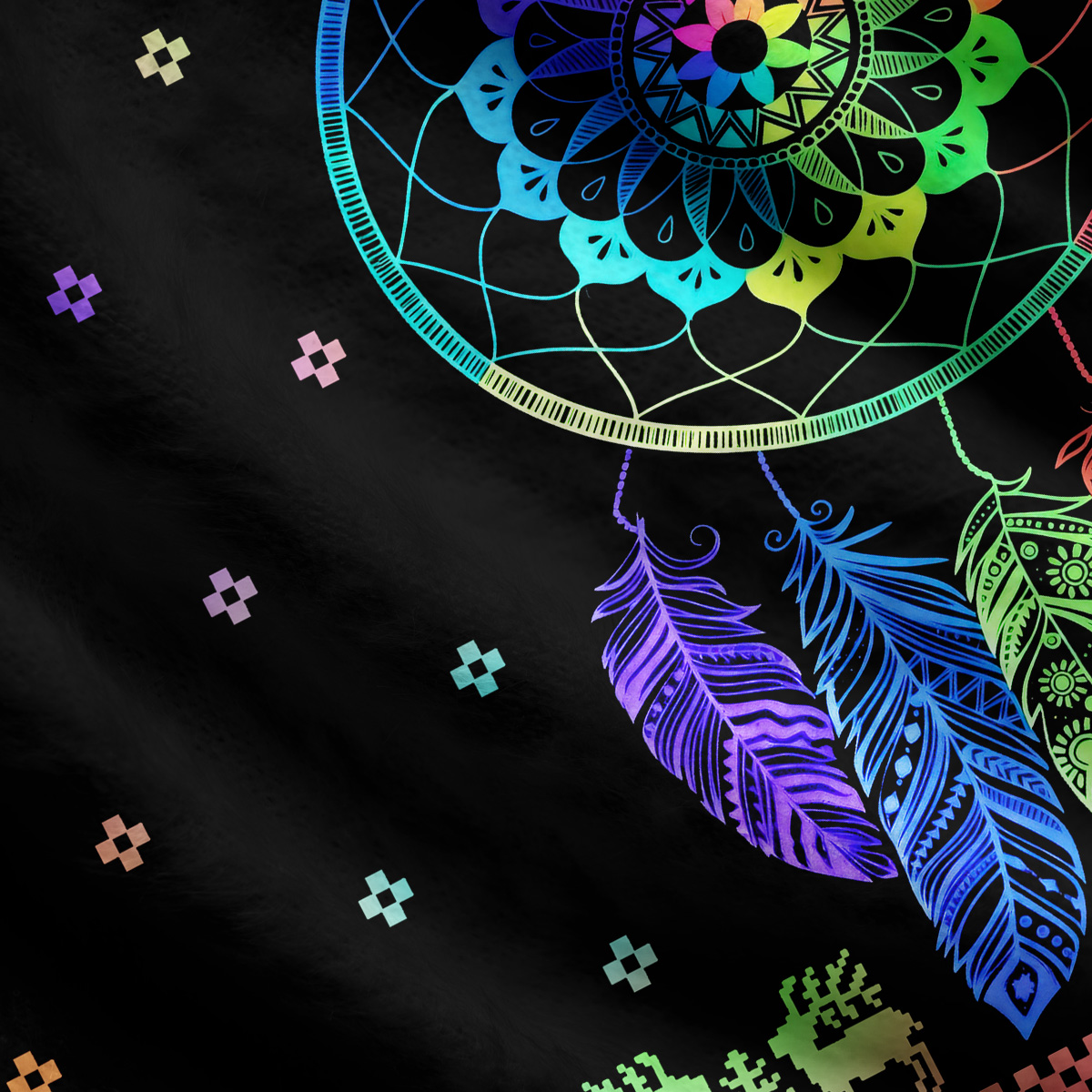 Purplehecate Rainbow Dreamcatcher Ugly Cardigan Sweaters