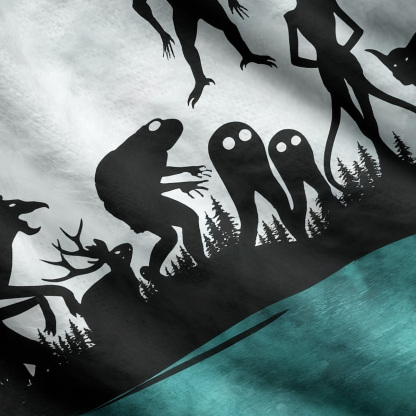 Purplehecate Alien Lake Monster Encounter Ugly Cardigan Sweaters
