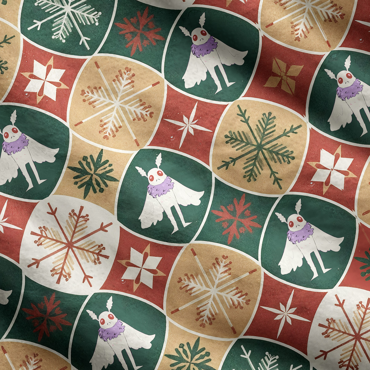 Purplehecate Retro Mothman Snowflake Ugly Cardigan Sweaters