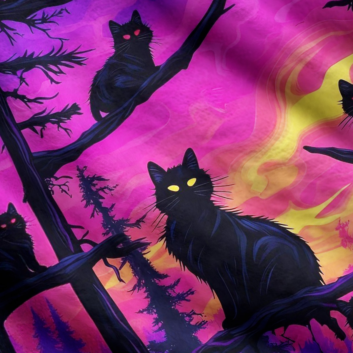 Purplehecate Twilight Forest Guardian Cat Ugly Cardigan Sweaters