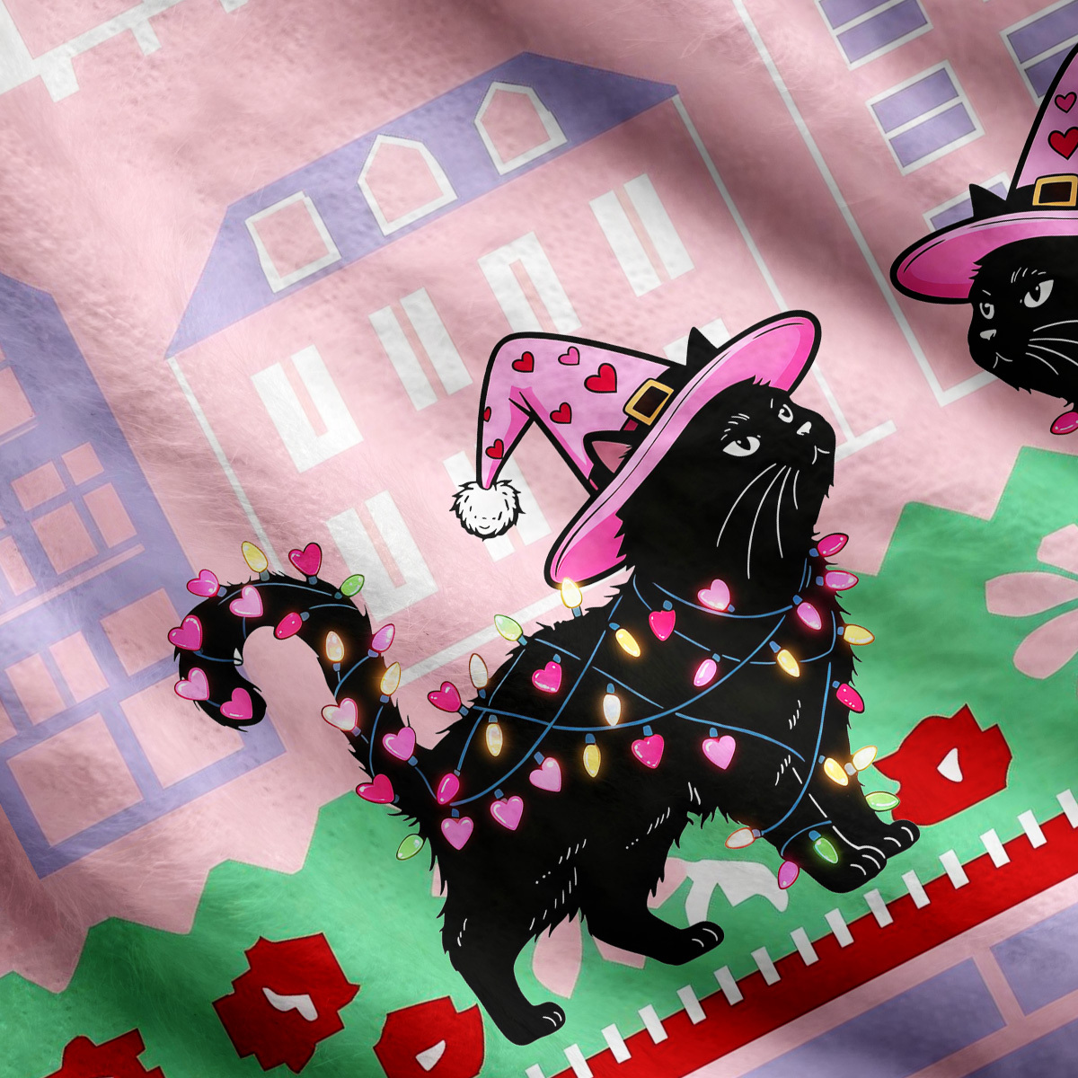 Purplehecate Cute Valentine Cat Ugly Cardigan Sweaters