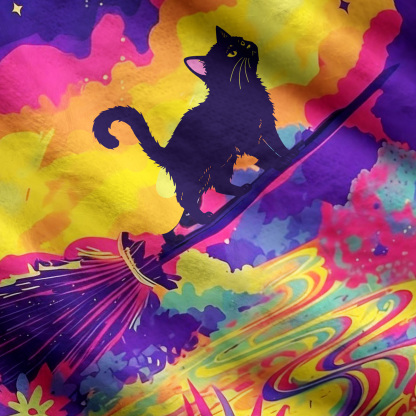 Purplehecate Midnight Cosmic Cat Fantasy Ugly Cardigan Sweaters