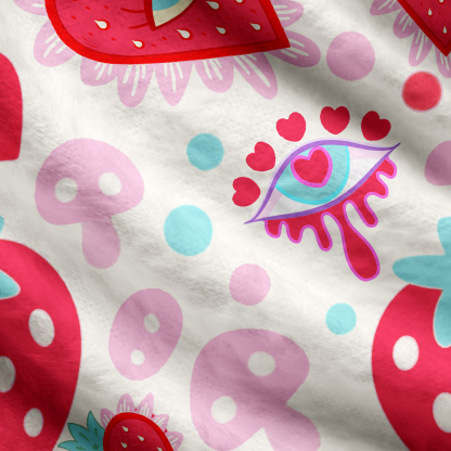 Purplehecate Whimsical Strawberry Hearts Ugly Cardigan Sweaters