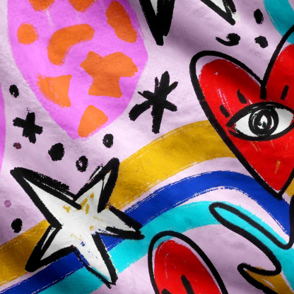 Purplehecate Cosmic Love Eyes Graffiti Ugly Cardigan Sweaters
