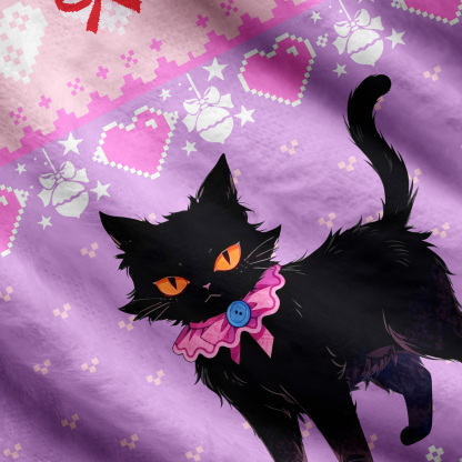 Purplehecate Witchy Black Cat Heart Ugly Cardigan Sweaters