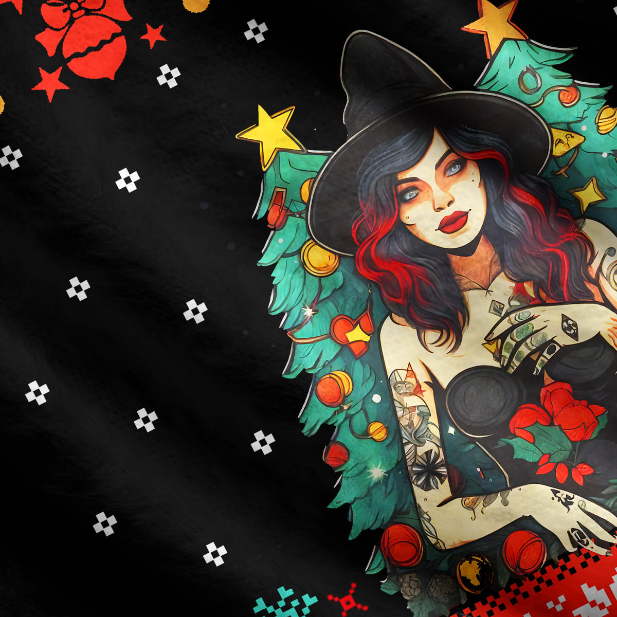Purplehecate Christmas Witch Ugly Cardigan Sweaters