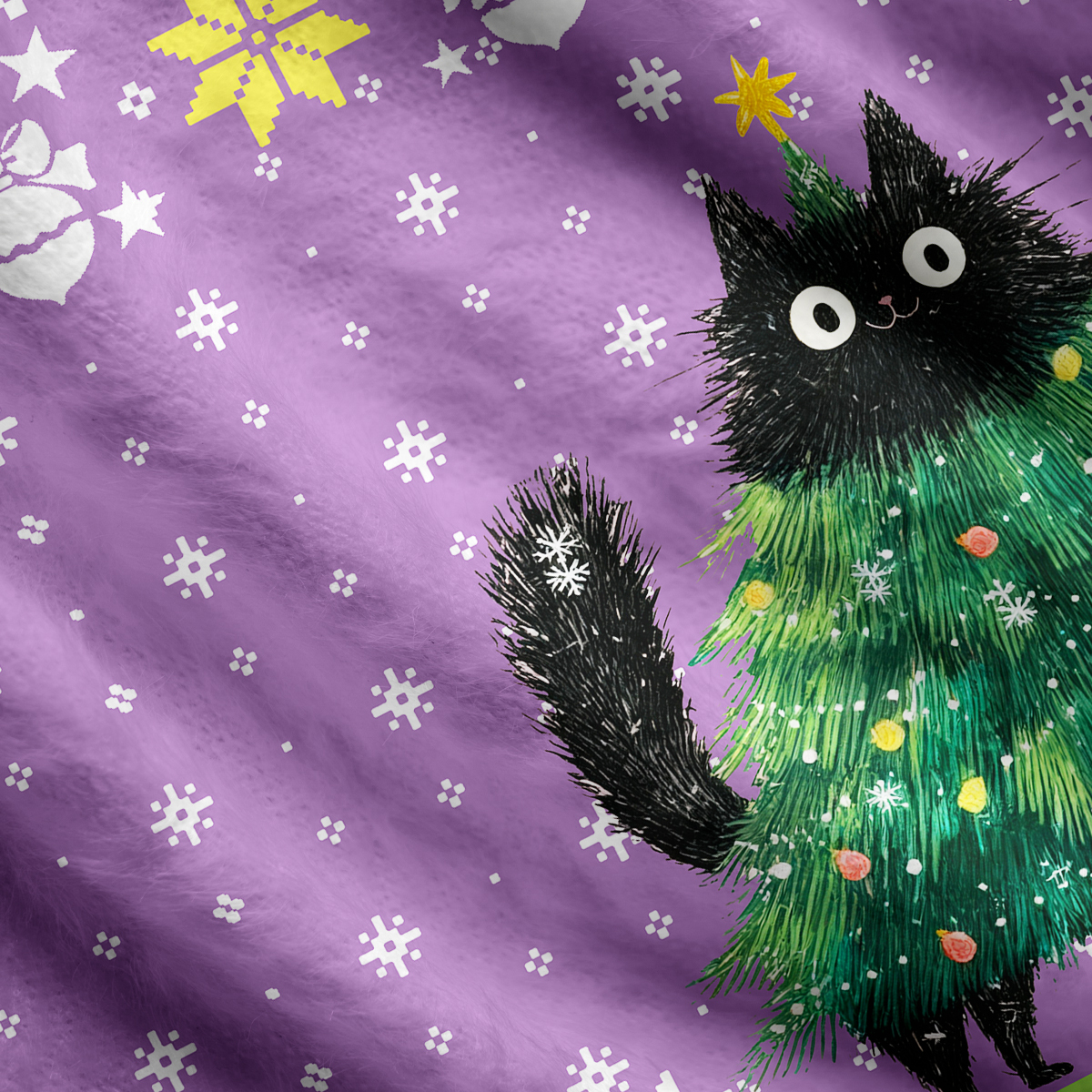 Purplehecate Funny Black Cat in Tree Ugly Cardigan Sweaters
