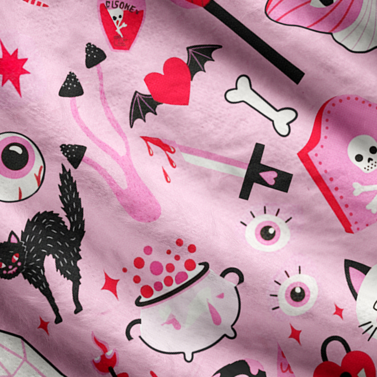 Purplehecate Black Cat Witchy Pink Ugly Cardigan Sweaters