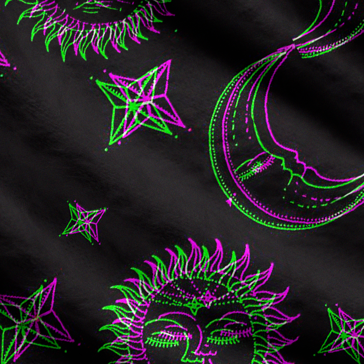 Purplehecate Neon Moon Magic Ugly Cardigan Sweaters