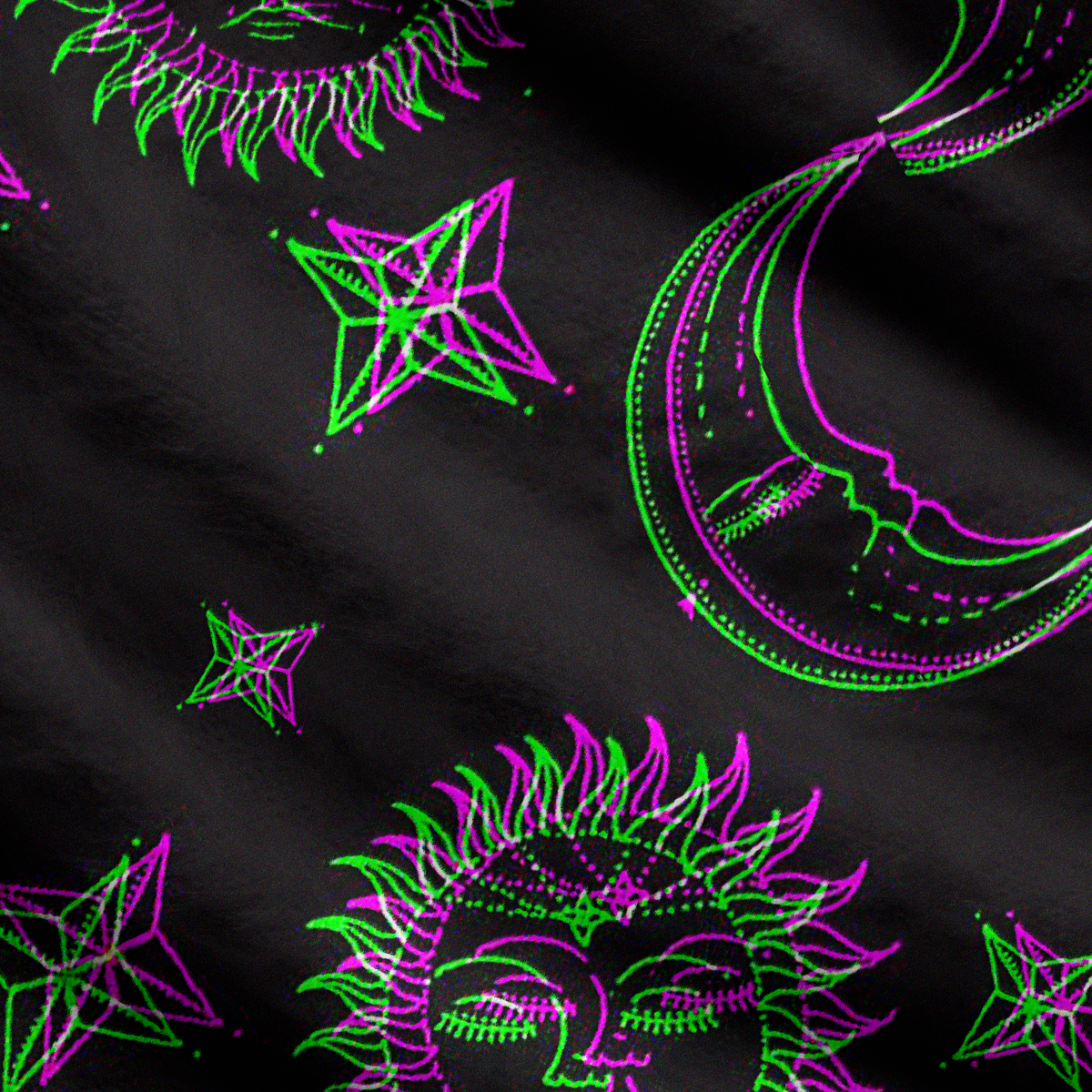 Purplehecate Neon Moon Magic Ugly Cardigan Sweaters