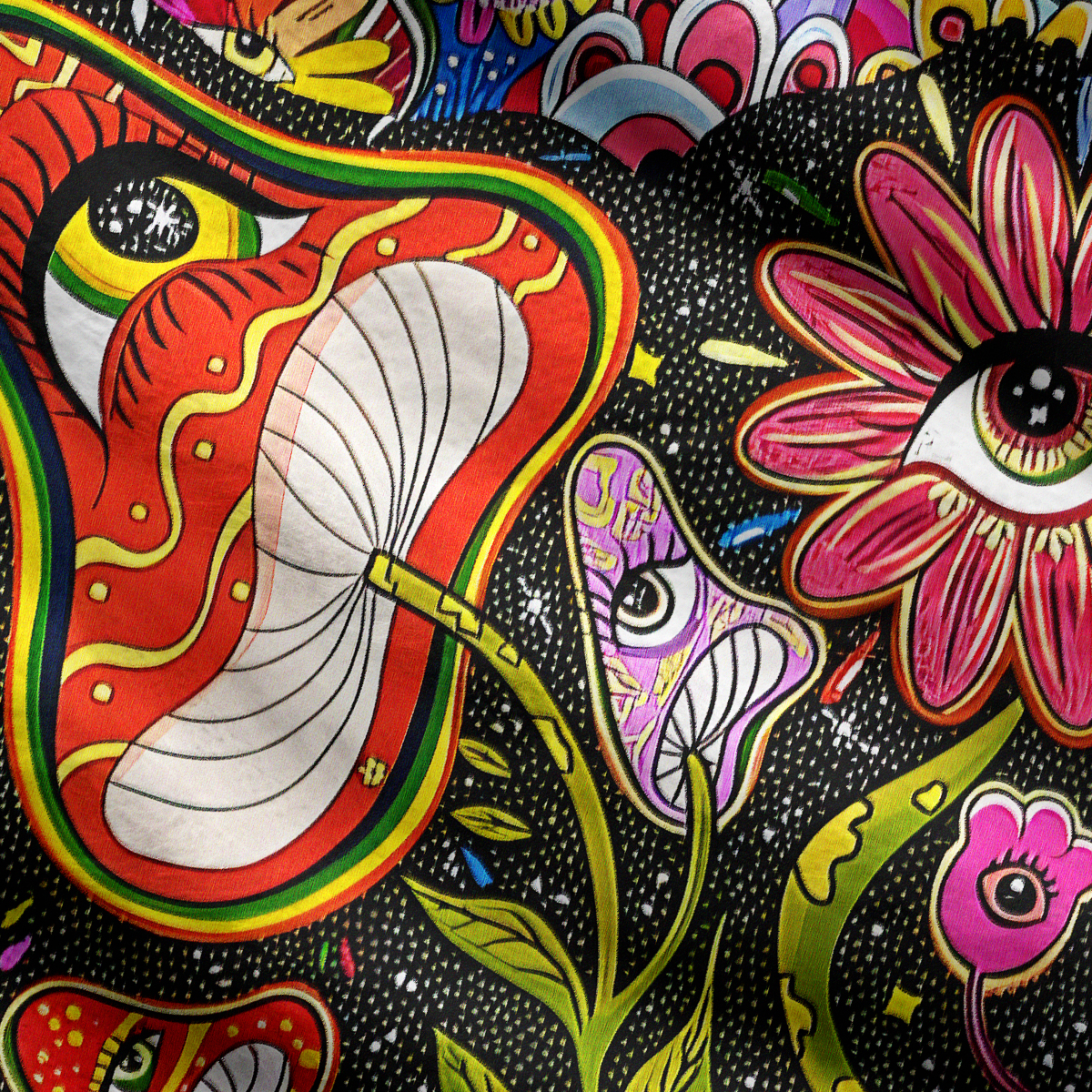 Purplehecate Psychedelic Floral Ocular Ugly Cardigan Sweaters
