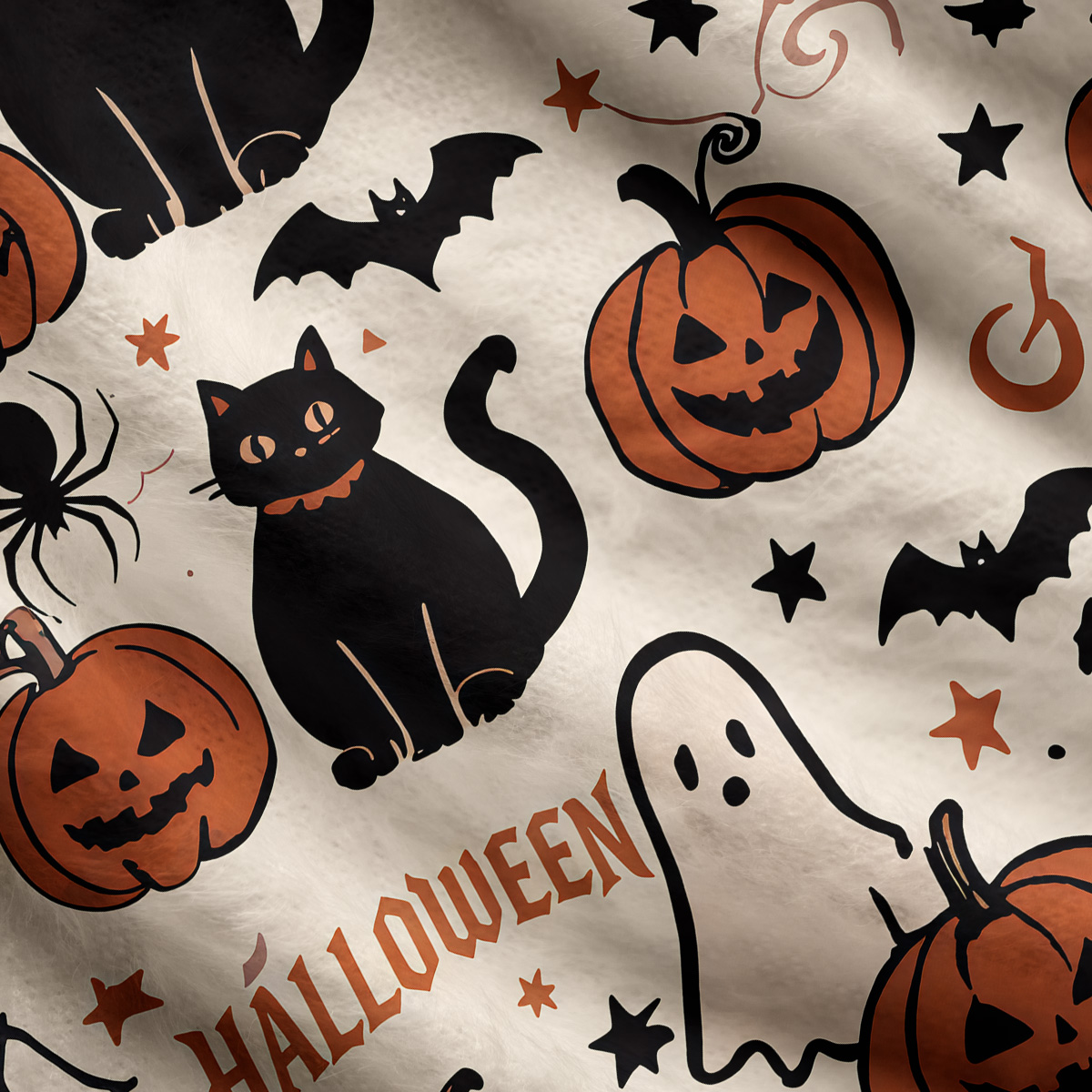 Purplehecate Halloween Ghost Black Cat Ugly Cardigan Sweaters