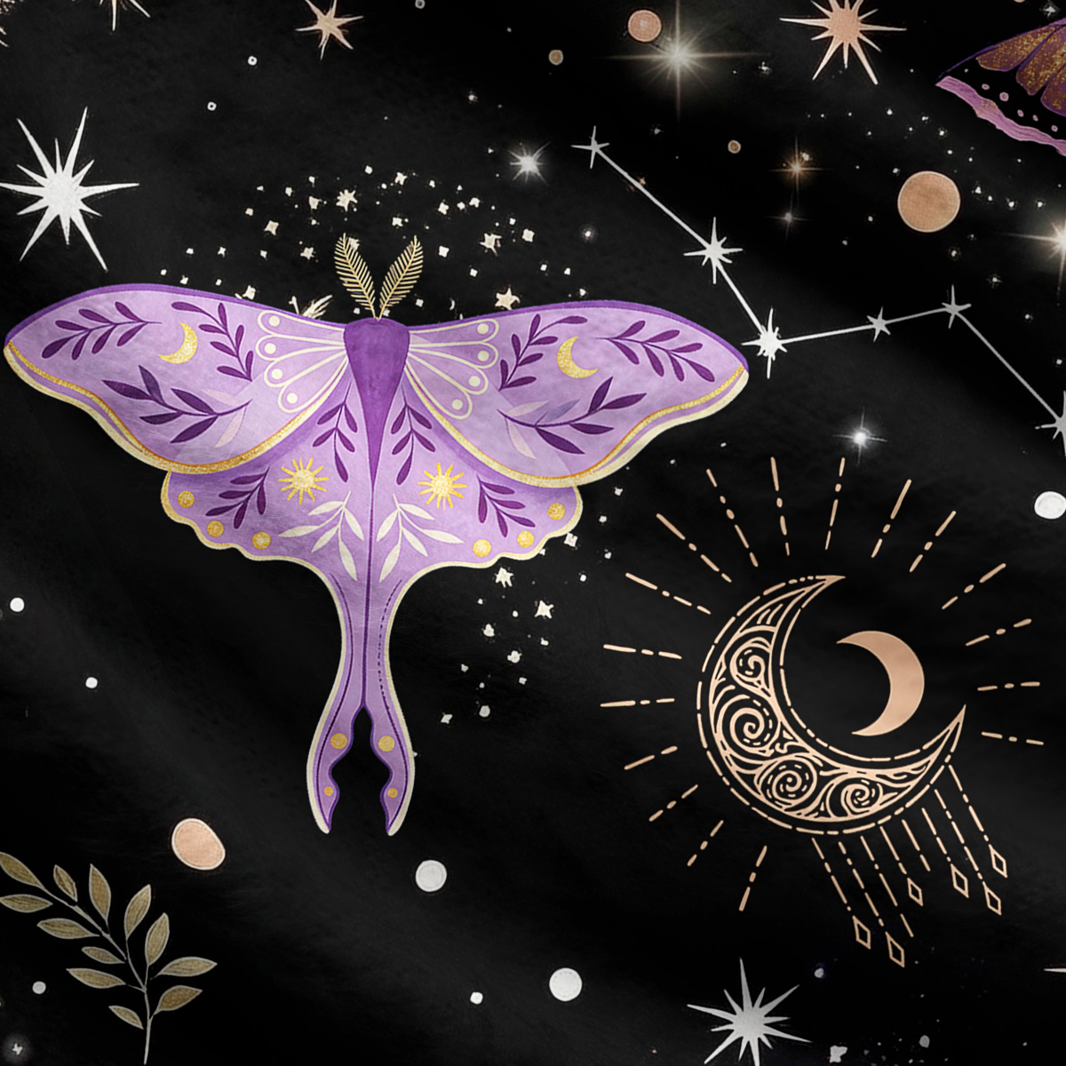 Purplehecate Starry Night Lunar Moth Ugly Cardigan Sweaters