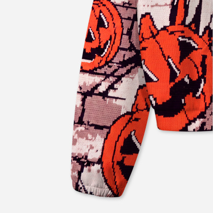 Purplehecate Pumpkin Orange Ghost All-Over Print Hoodie