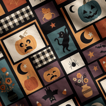 Purplehecate Halloween Patchwork Pattern Ugly Cardigan Sweaters