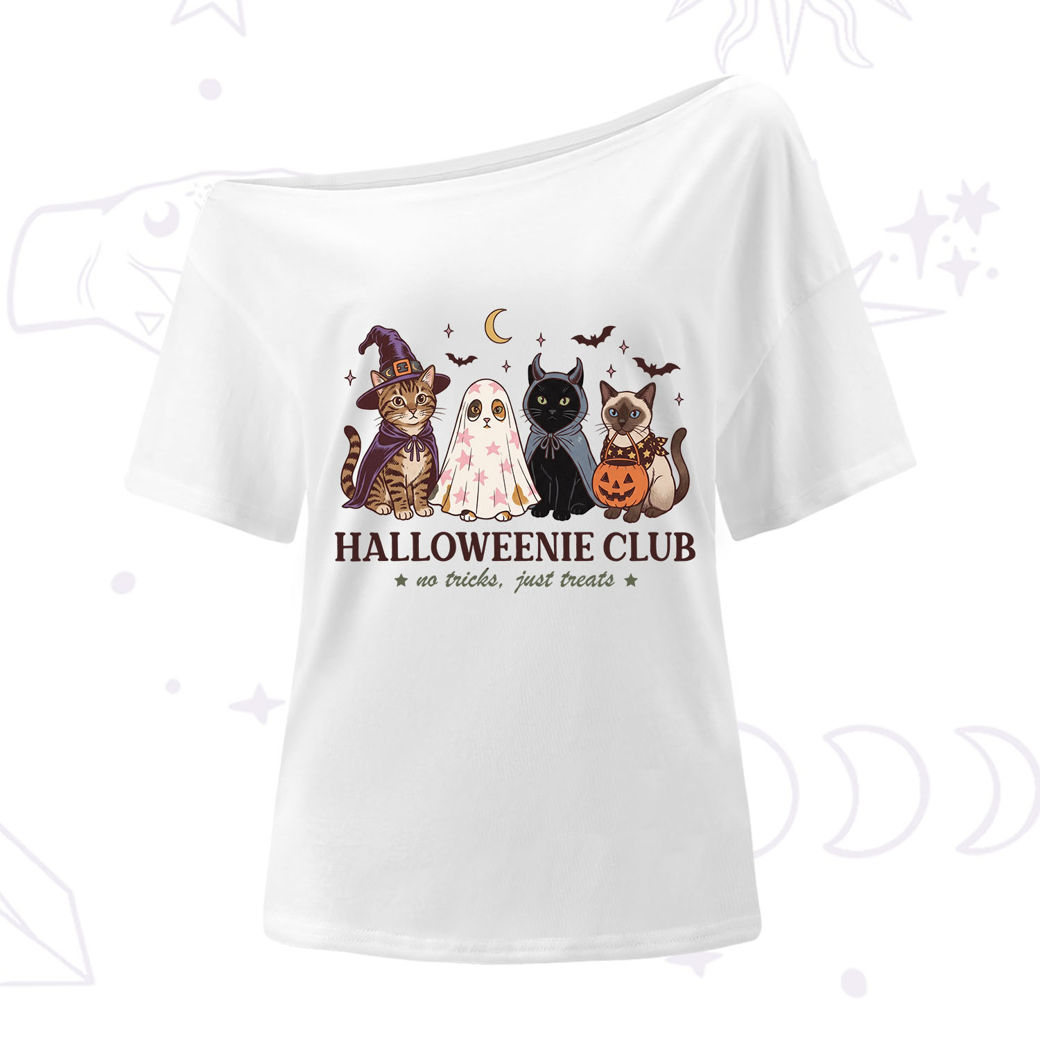 Purplehecate Halloweenie Club One Shoulder T-Shirt
