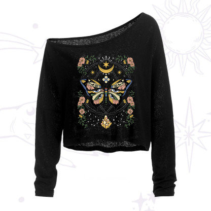 Purplehecate I Am Opening One Shoulder Crop Shirt