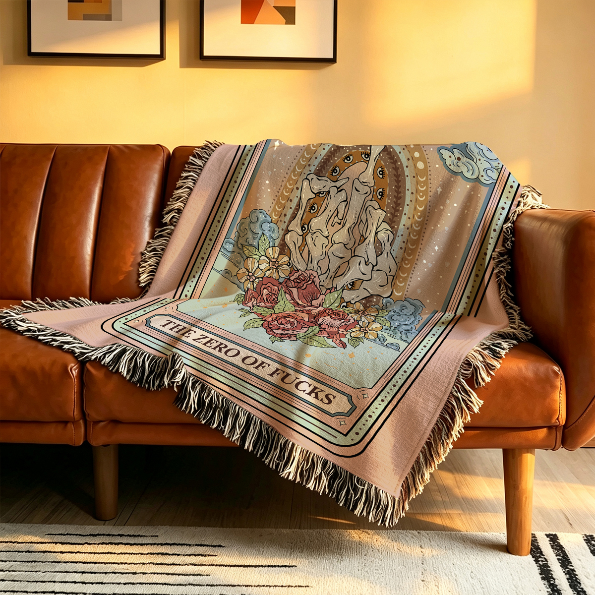 Purplehecate The Zero Of Fucks Tarot Woven Tapestry Blanket