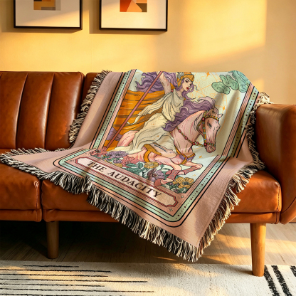 Purplehecate The Audacity Tarot Card  Woven Tapestry Blanket
