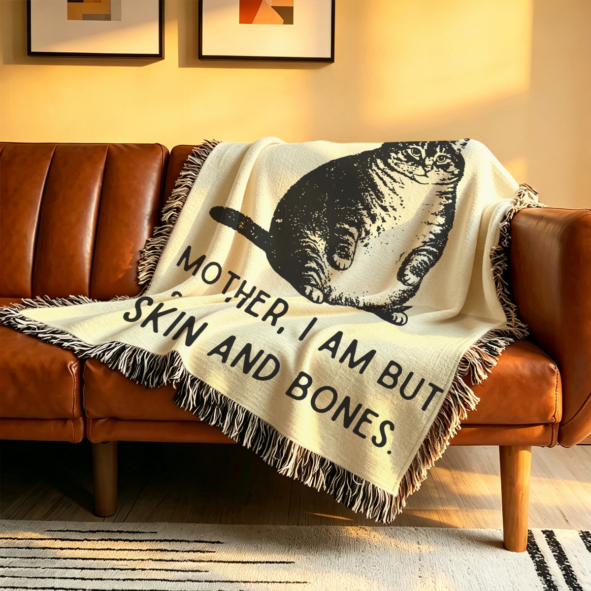 Purplehecate Cat Mother I Am But Skin And Bones Woven Tapestry Blanket