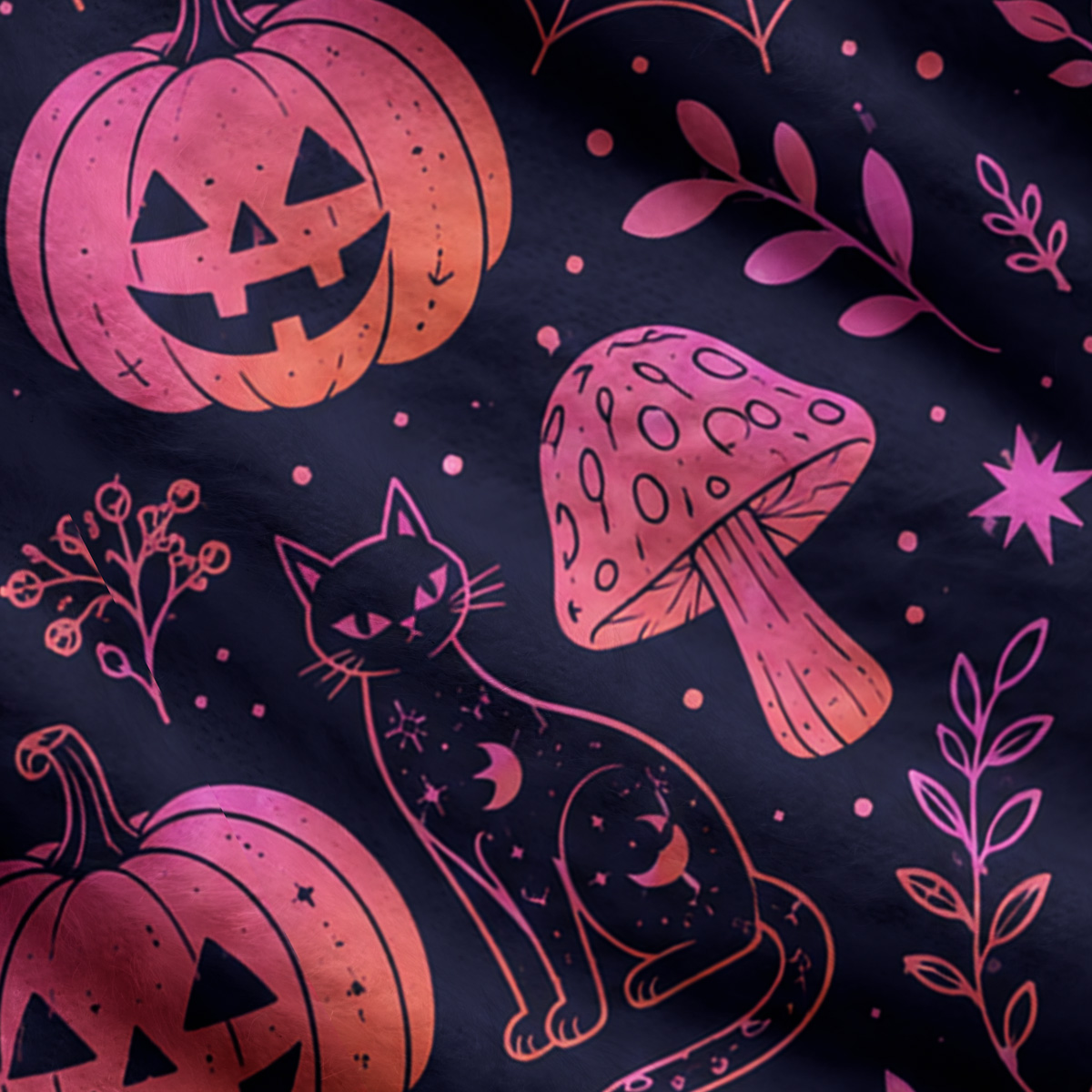 ]Purplehecate Spooky Night Doodles Halloween Ugly Cardigan Sweaters