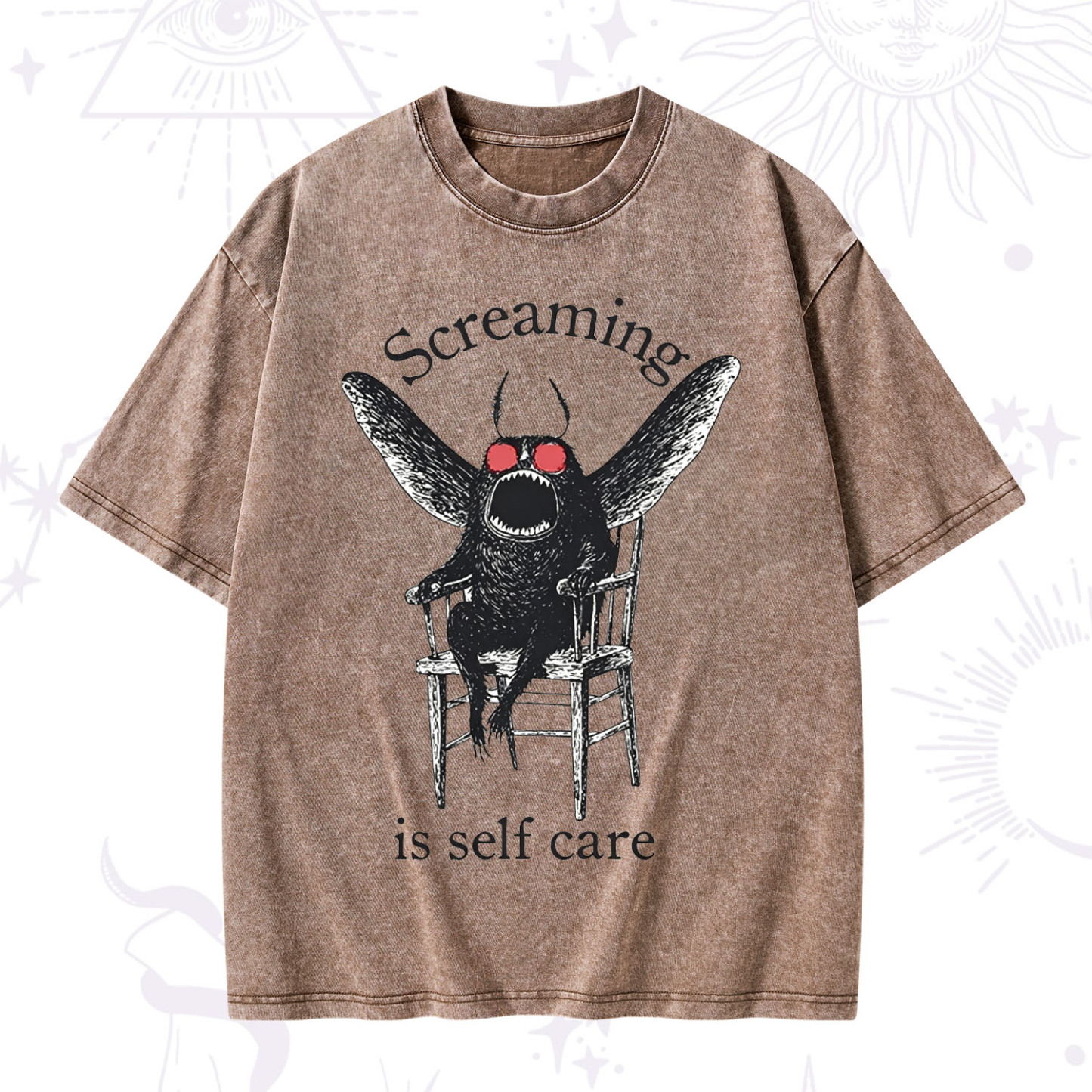 Purplehecate Mothman Screaming Washed T-Shirt