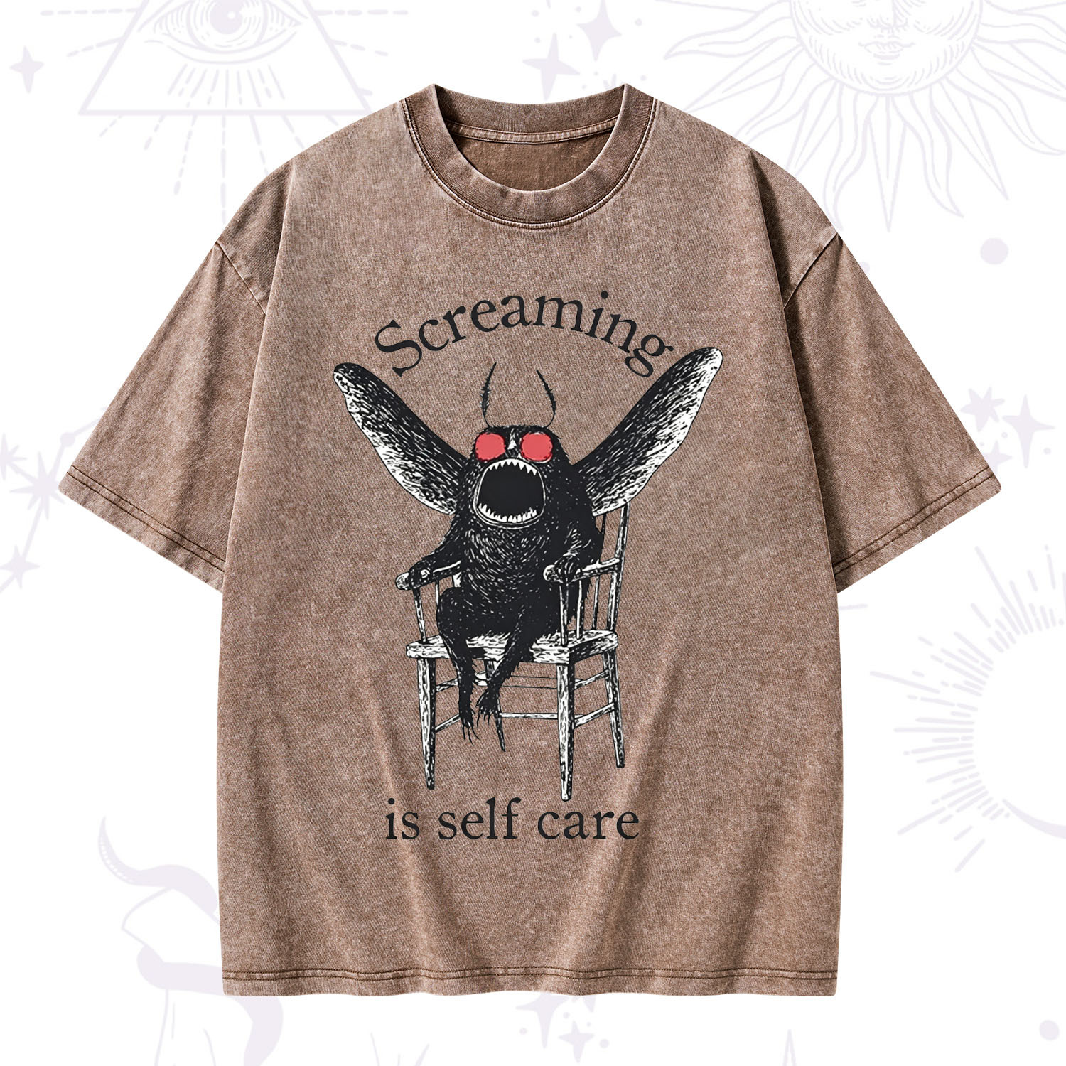 Purplehecate Mothman Screaming Washed T-Shirt