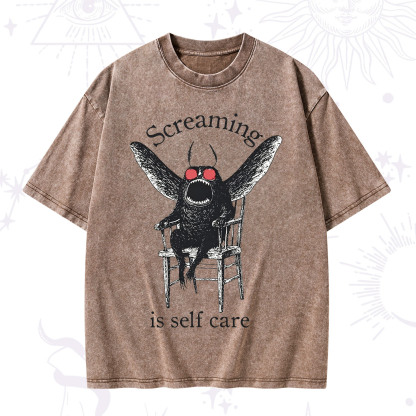 Purplehecate Mothman Screaming Washed T-Shirt