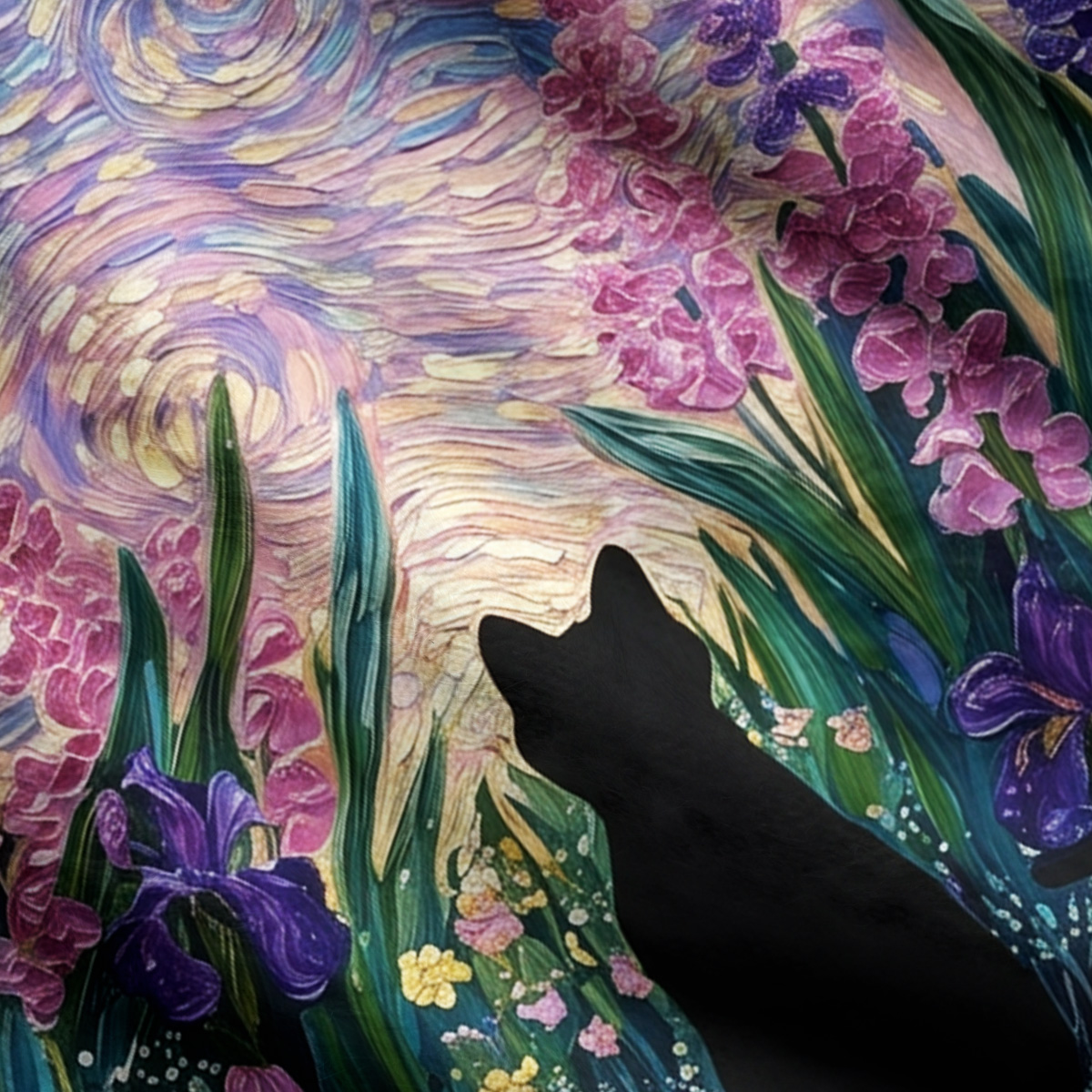 Purplehecate Starry Mystic Night Garden Cat Ugly Cardigan Sweaters