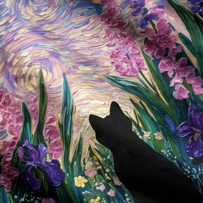 Purplehecate Starry Mystic Night Garden Cat Ugly Cardigan Sweaters