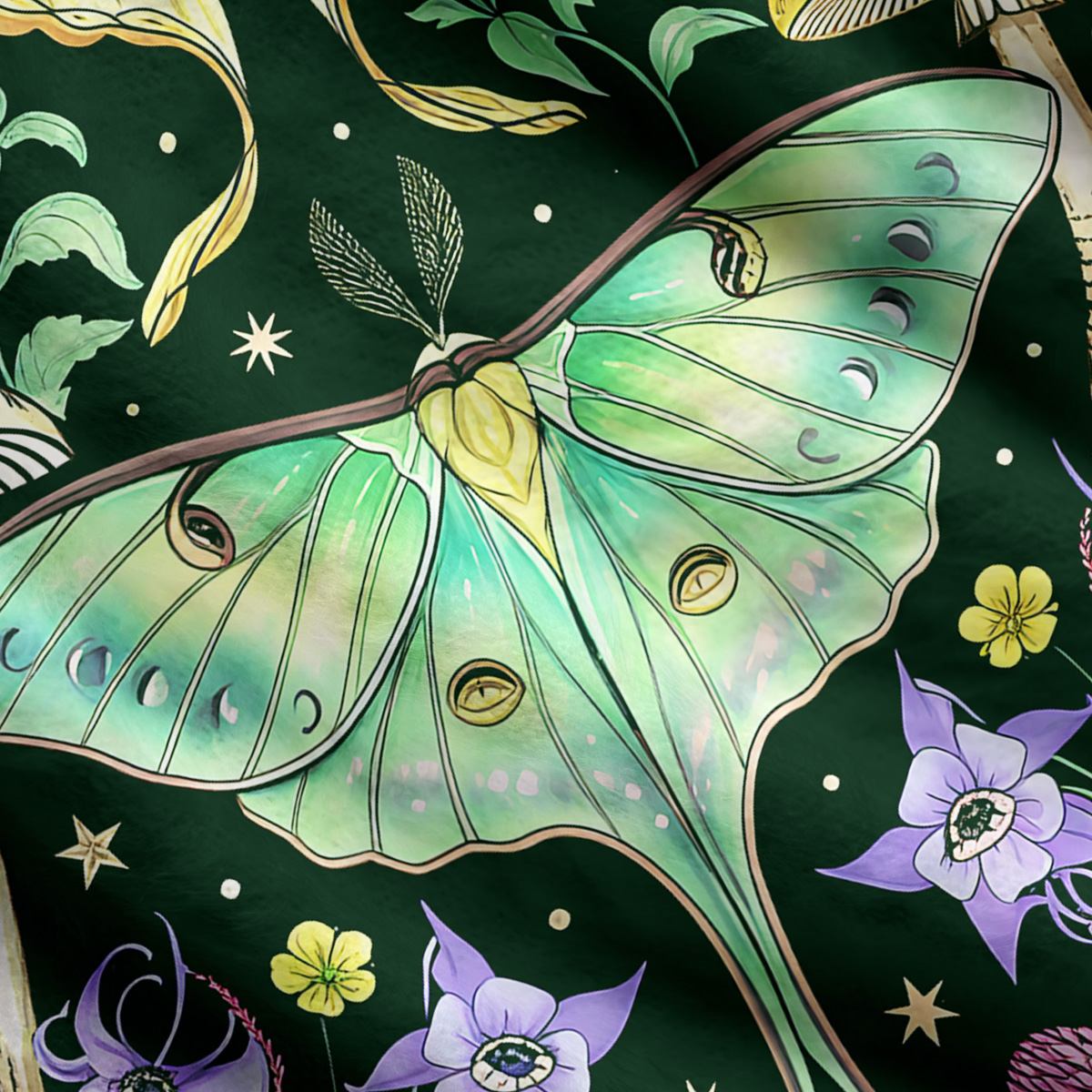 Purplehecate Mystic Lunar Moth Herbal Forest Ugly Cardigan Sweaters