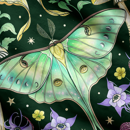 Purplehecate Mystic Lunar Moth Herbal Forest Ugly Cardigan Sweaters