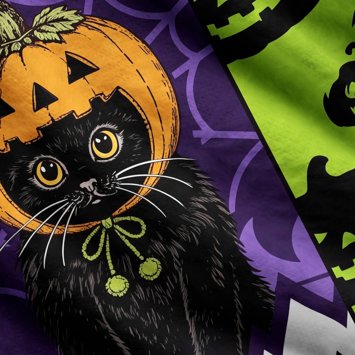 Purplehecate Pumpkin Cat Halloween Ugly Cardigan Sweaters