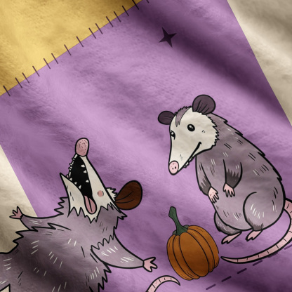 Purplehecate Pumpkin Night Possum Family Ugly Cardigan Sweaters