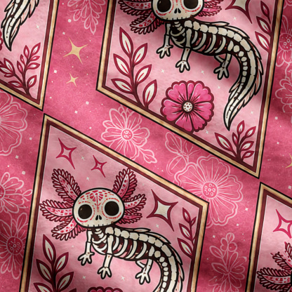 Purplehecate Whimsical Skeleton Salamander Ugly Cardigan Sweaters