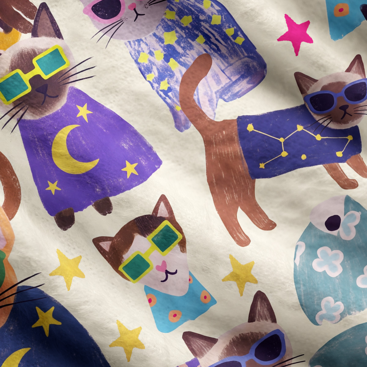 Purplehecate Magic Mewon Puppy Party Ugly Cardigan Sweaters