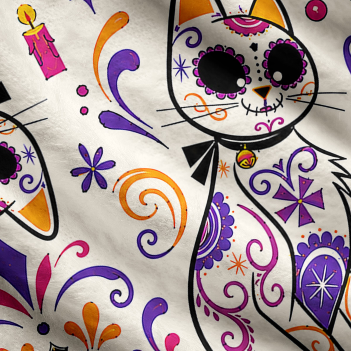 Purplehecate Day of the Dead Cat Ugly Cardigan Sweaters