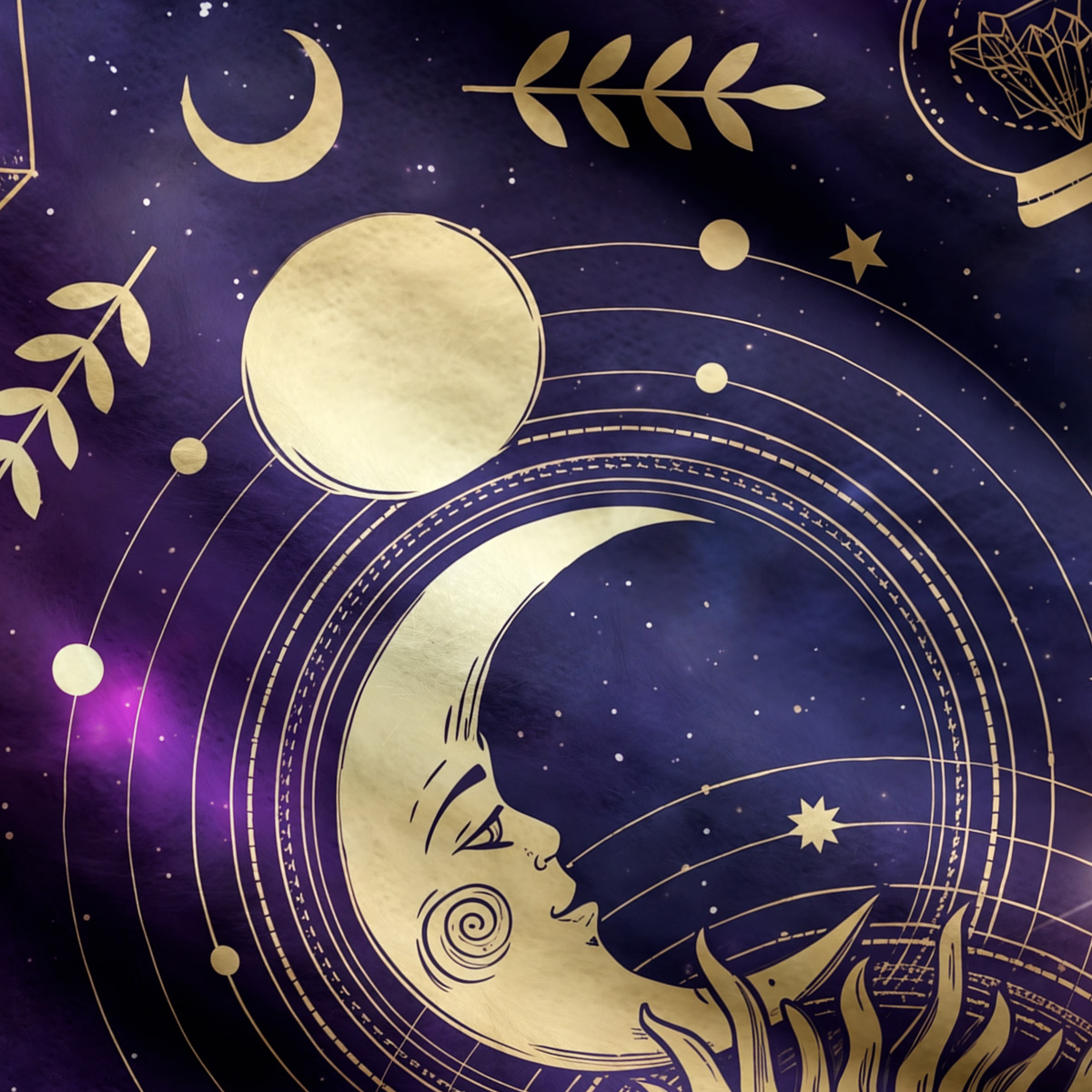 Purplehecate Celestial Sun & Moon Mystic Galaxy Ugly Cardigan Sweaters