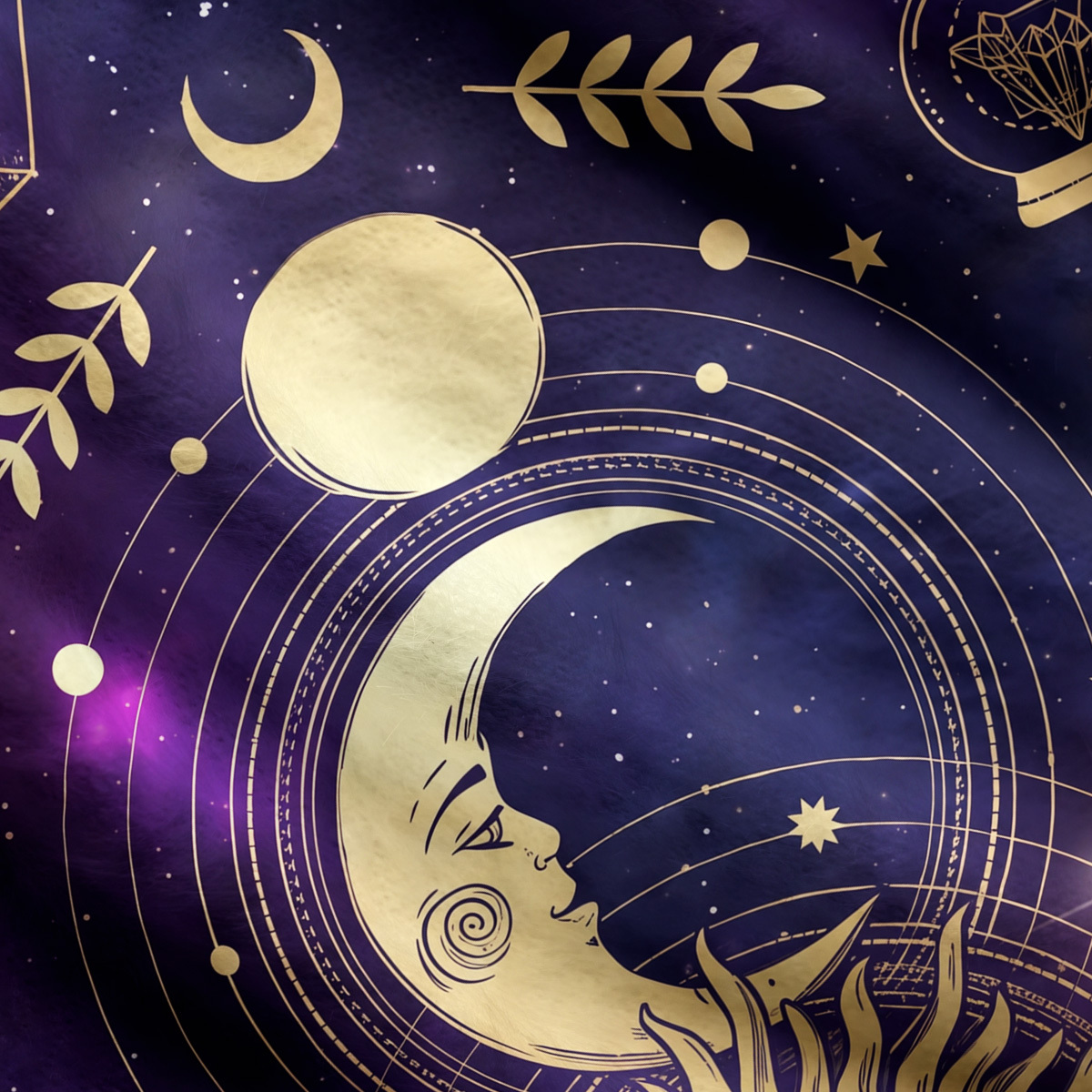 Purplehecate Celestial Sun & Moon Mystic Galaxy Ugly Cardigan Sweaters