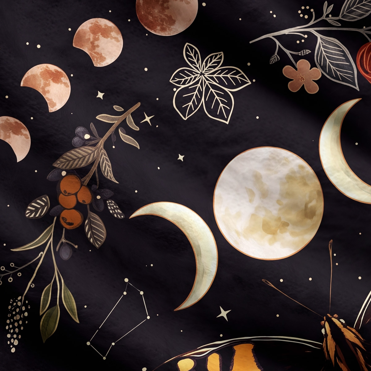 Purplehecate Lunar Phases & Moth Garden Ugly Cardigan Sweaters