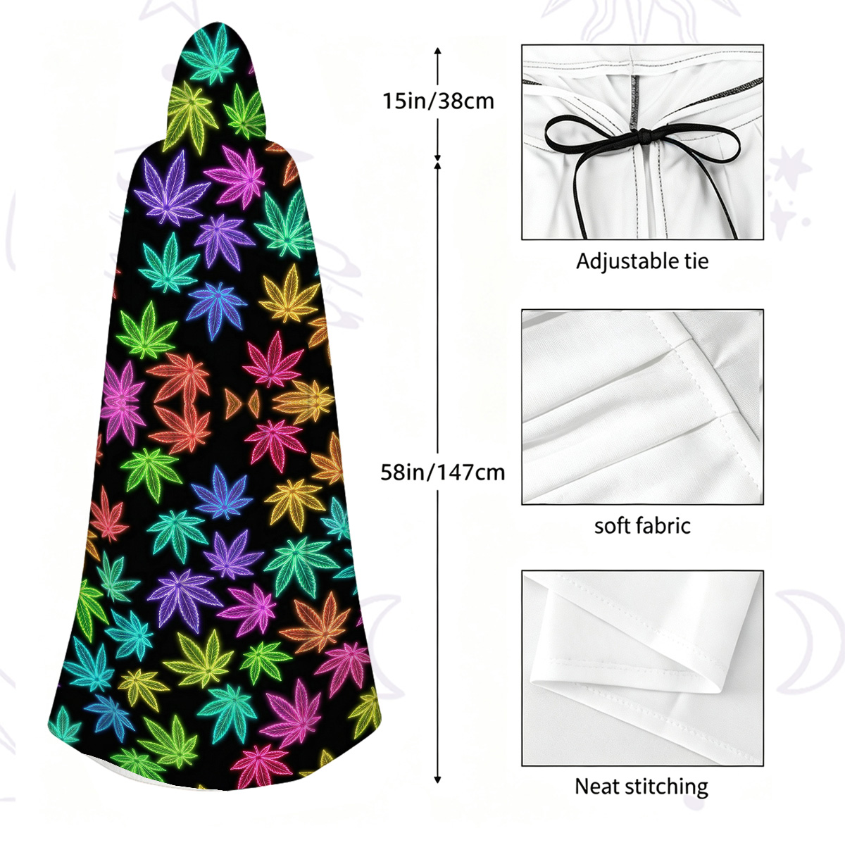 Purplehecate Trippy Weed Hooded Cloak